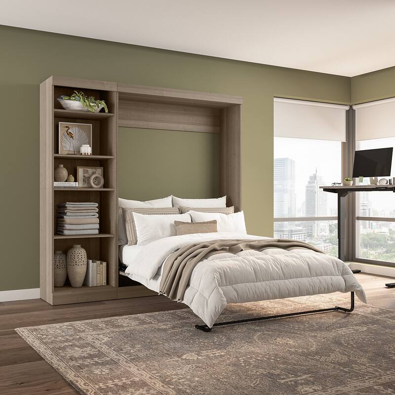Pur Full Murphy Bed with Shelving Unit (84W) by Bestar
