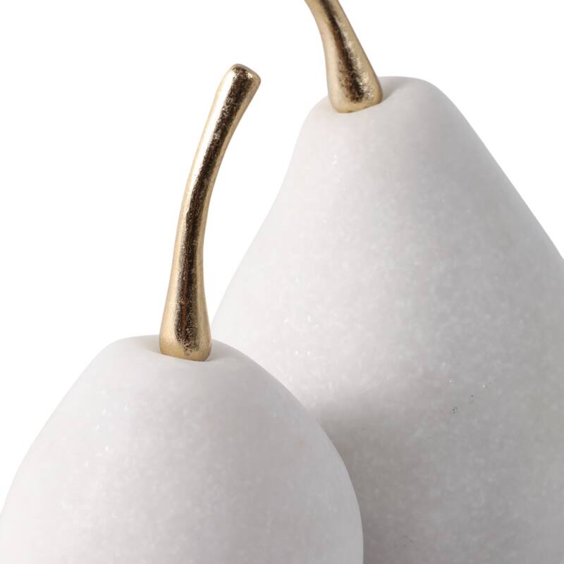 Polyresin Decorative Object Stem Pear-Shaped (Set of 2) - 7/6" White - 4" x 4" x 7.5"