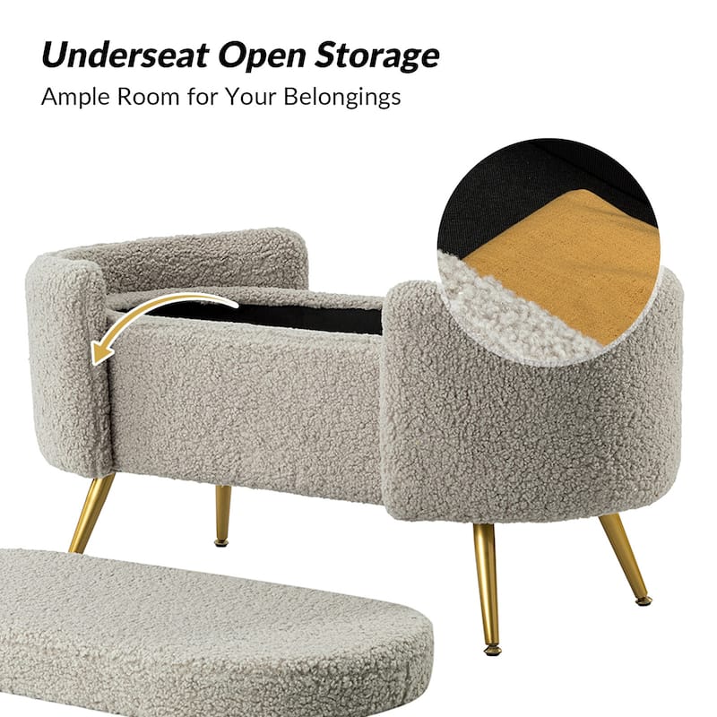 Clara 39.4" Wide Storage Bench with Metal Legs