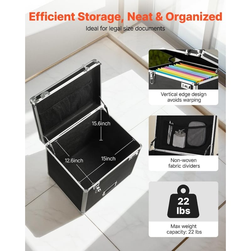 Black Mobile File Storage Dual Locking Mobile Case with Aluminum Alloy Frame and Mesh Storage Pocket