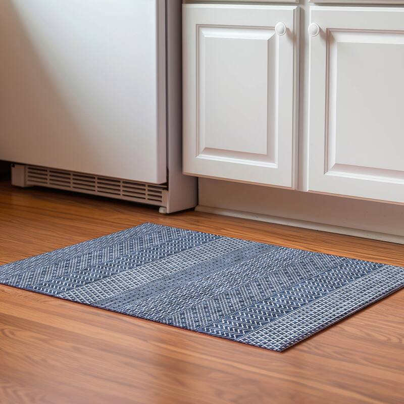 Premium Washable Super Soft Modern Moroccan Mayfield Rug - Navy - 1'8" x 2'6"