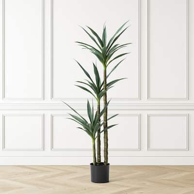 Glitzhome 4.25ft. Artificial Dracaena Faux Tequila Plants in Pot - 20.00"W X 18.00"D X51.25"H