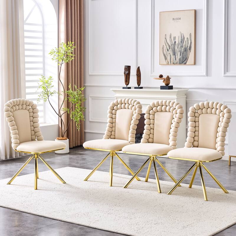 Velvet Armless Dining Chair, Accent Chair with Backrest, Set of 2