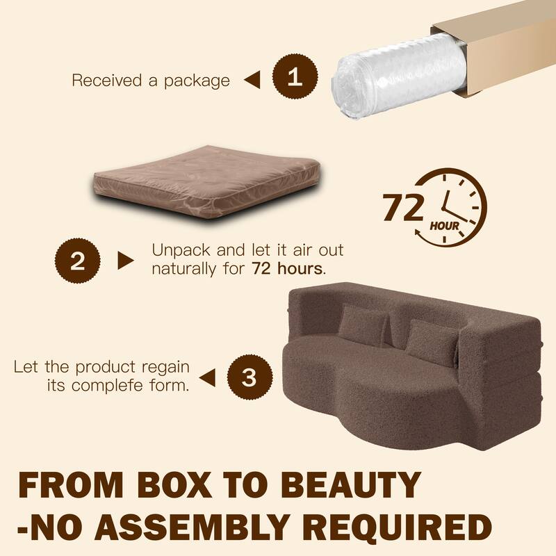 Modern 78.7" Floor Sofa With 2 Pillows For Small Pace Living Room, Convertible Sleeper Sofa Bed