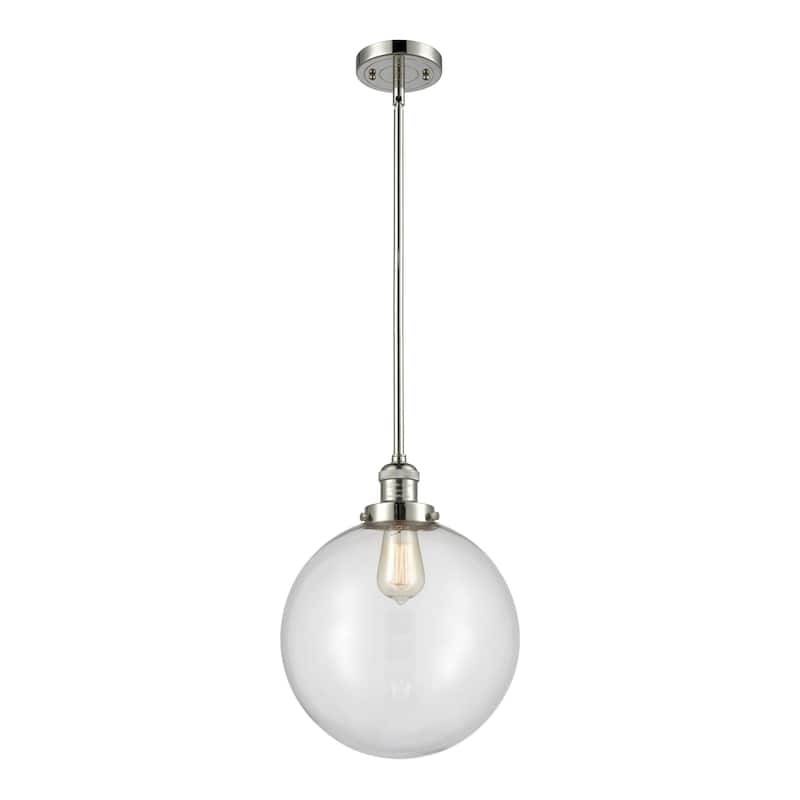 Innovations Lighting Franklin Restoration Beacon - 1 Light 12" Stem Hung Mini Pendant - Clear/Polished Nickel
