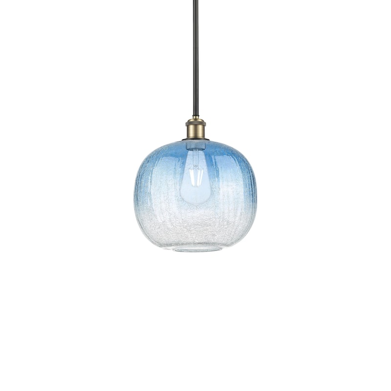 Innovations Lighting 516-1S-12-11 Brookhaven Sphere Pendant Brookhaven - Black Antique Brass / Sapphire Blue