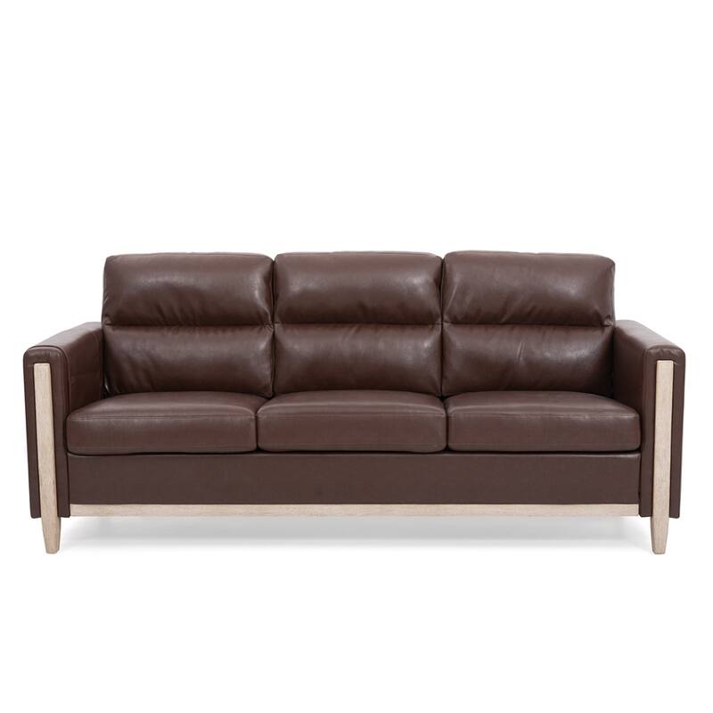 Comfortable Solid Wood Three-Seater Sofa with Soft Cushions
