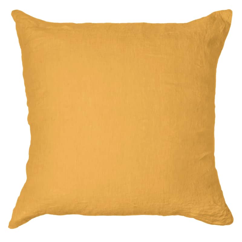 100% French Linen Throw Pillow Sham by BOKSER HOME - Pillow Covers - 26" x 26" - Honey