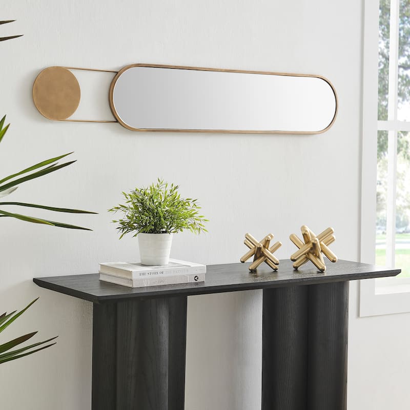 Antique Brass Oval Wall Mirror - Horizontal or Vertical Wall Mount