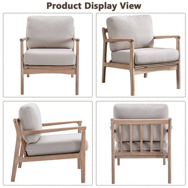 Mid Century Modern Accent Chair with Solid Wood Frame & Removable ...