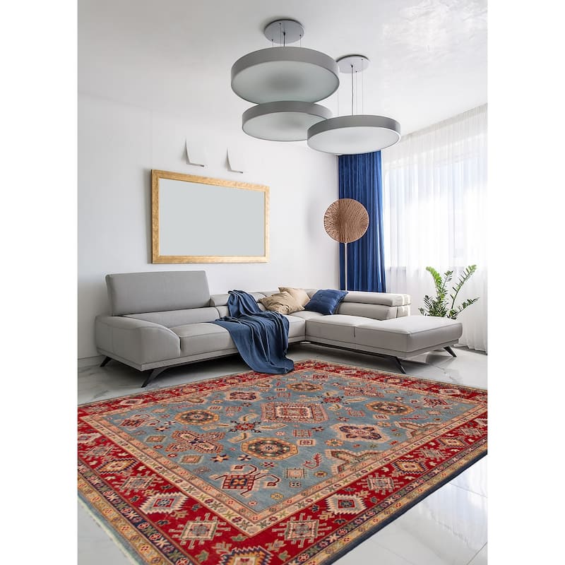 ECARPETGALLERY Hand-knotted Uzbek Ghazni Denim Blue Wool Rug - 8'1 x 9'9