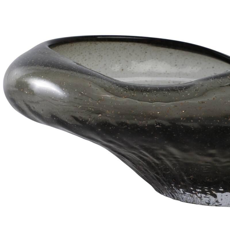 Glass Decorative Bowl Organic Textured Valencia Style - 6" Clear - 15" x 9" x 6"