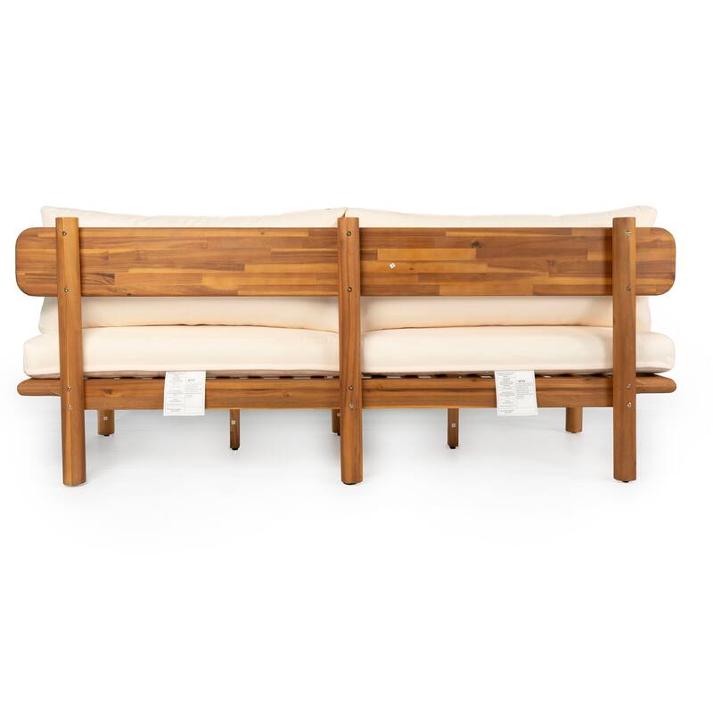 Christopher Knight Home - Ardeno Outdoor Acacia Wood Sofa Loveseat with Cushions and Water-Repellent Fabric - 71.54