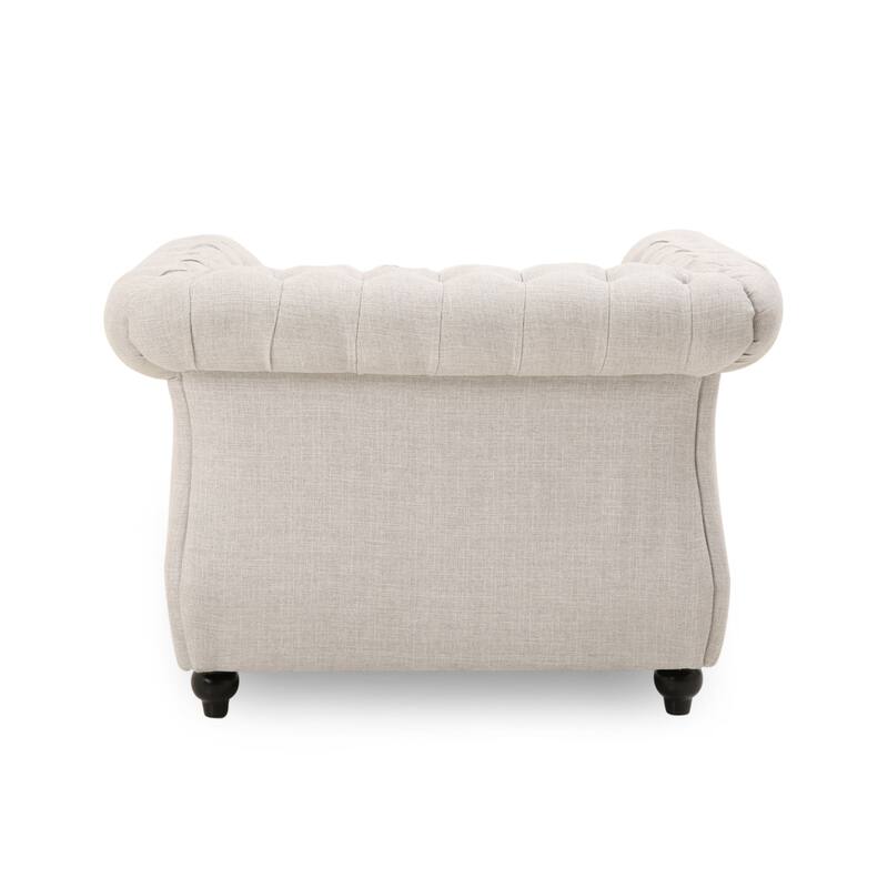 Roomfitters Chesterfield Club Chair with Deep Tufting, Rolled Arms and Nailhead Trim, Velvet Accent Armchair