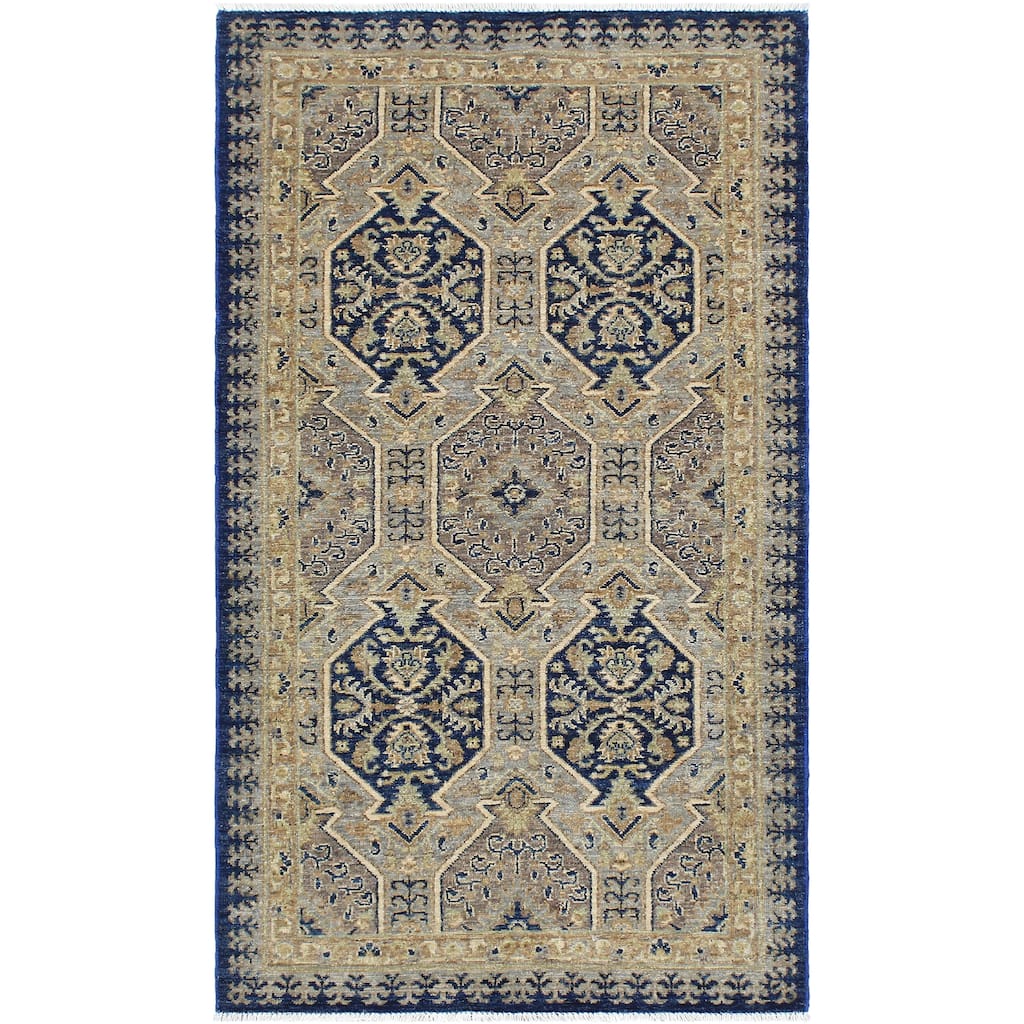 Classic Ziegler Sharyn Blue Beige Hand-knotted Wool Rug - 3'0" x 5'10"