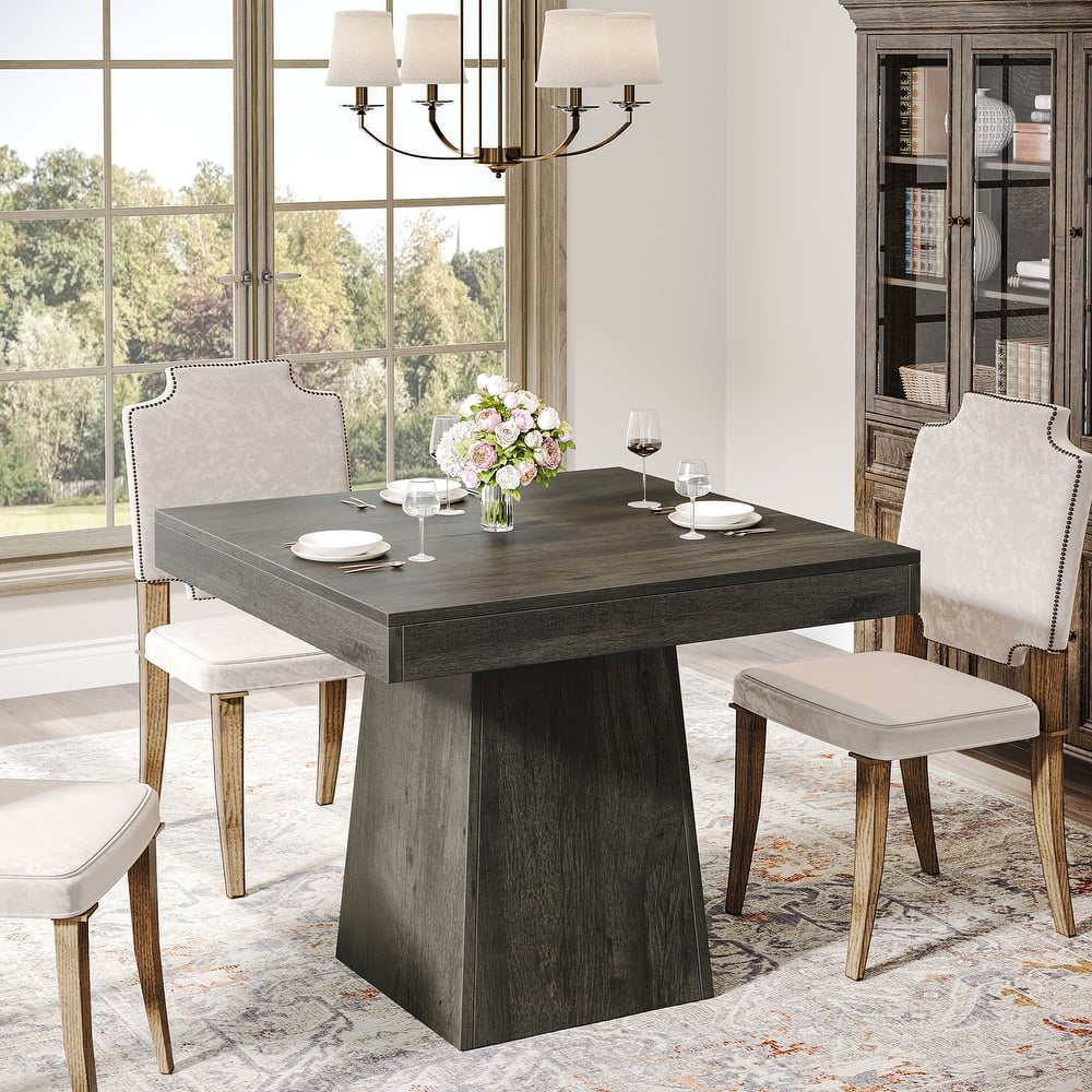 Square Dining Table for 4, 31.5-Inch Kitchen Table with Pedestal Base - 31.5"D x 31.5"W x 29.53"H