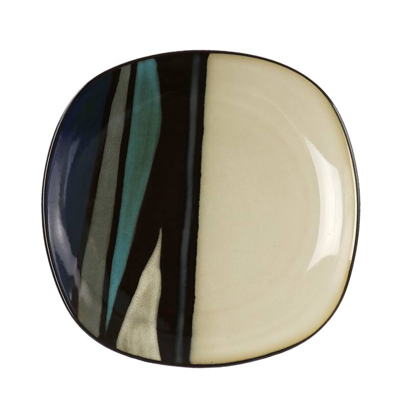 Lamia 12 Piece Square Stoneware Dinnerware Set in Blue