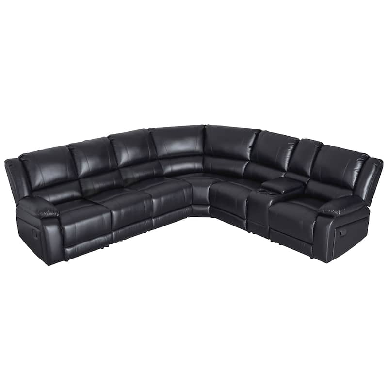 119''W Faux Leather 6-Seat Large Manual Reclining Sectional Sofa
