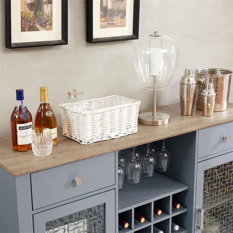 Modern Farmhouse Buffet Cabinet,Sideboard with Drawers and Glass Door