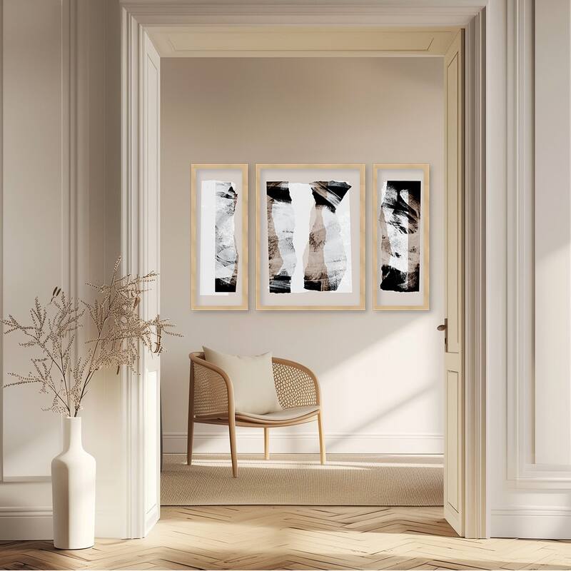 "Pieces 20" Set of Three Framed Textured Wall Art