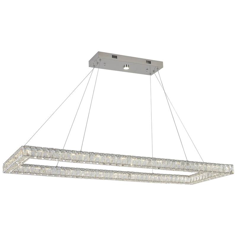 4-Light Chrome LED Chandelier With Clear Crystal Accents