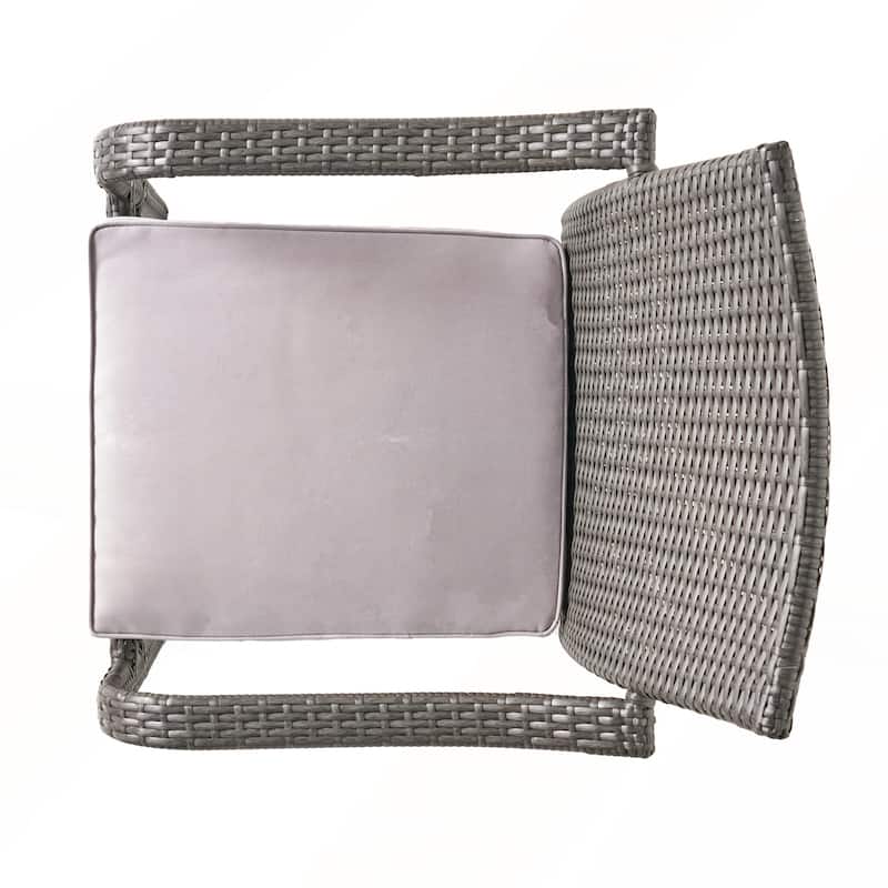 Outdoor PE Rattan Stacking Chair with Iron Frame Set of 4