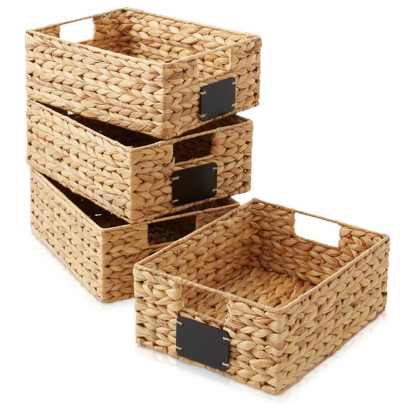 Water Hyacinth Pantry Storage Basket Organizer Bins