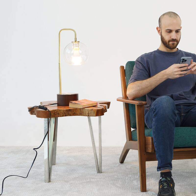 Modern Classic Desk Lamp Glass Table Light, Easy Assembly Table Lamp, Simple Glass Globe Arched Table Lamp 110V
