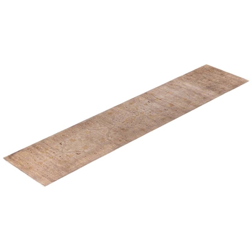 Overdyed One-of-a-Kind Hand-Knotted Runner Rug - Beige - 2' 6" x 12' 1"