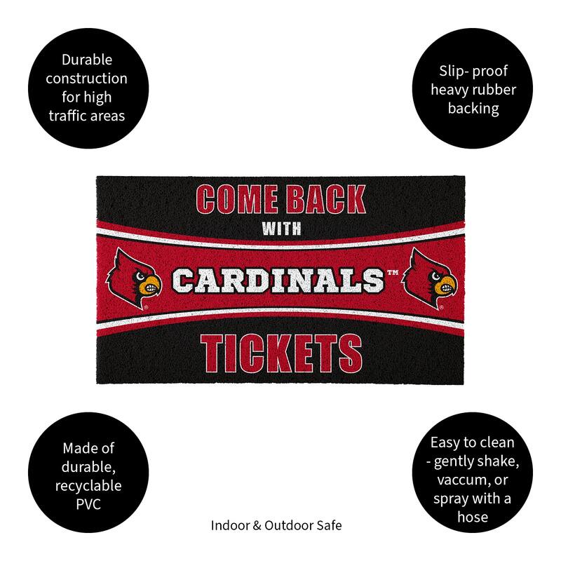 University of Louisville 28 in. x 16 in. PVC "Come Back With Tickets" Trapper Door Mat