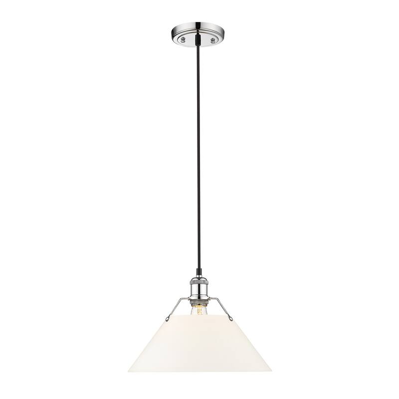 Orwell 14" Wide Large Pendant in Chrome with Opal Glass - Silver