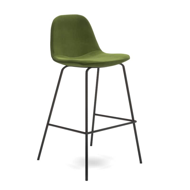 Maxine Velvet Counter Height Stools Black Legs (Set of 2) - Forest Velvet