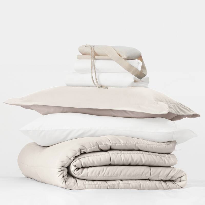 8pc Twin XL Solid Dorm Bedding Bundle