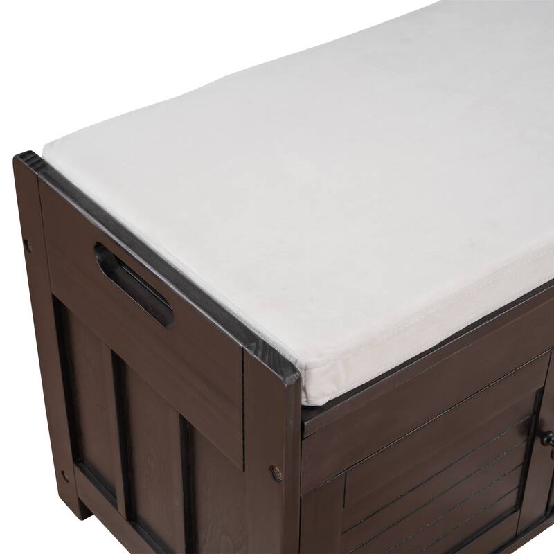 3 Shutter-shaped Doors Storage Benches with Removable Cushion