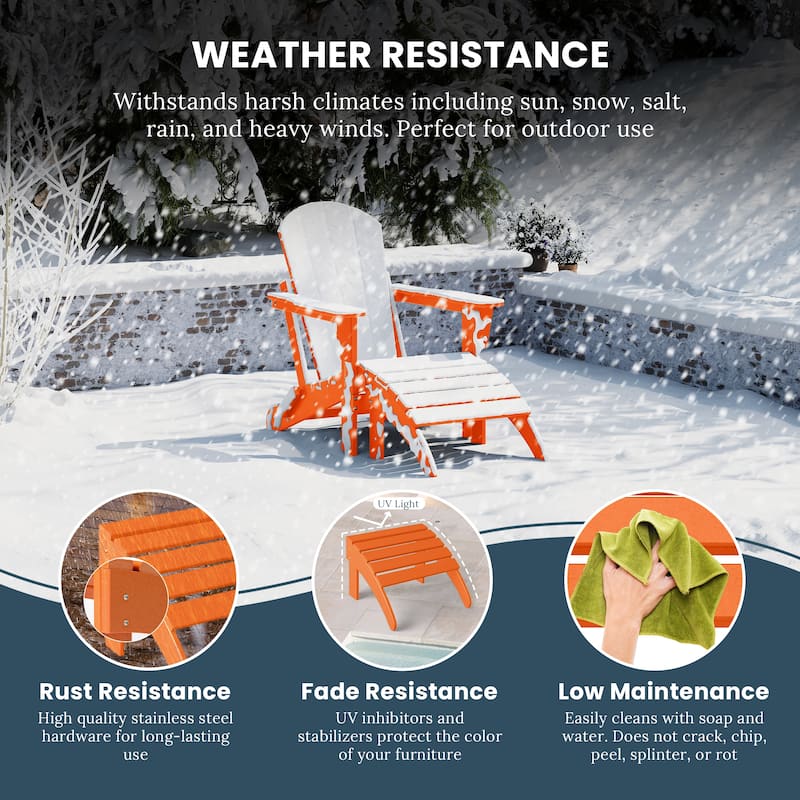 Polytrends Laguna Hdpe All Weather Outdoor Patio Foldable Ottoman