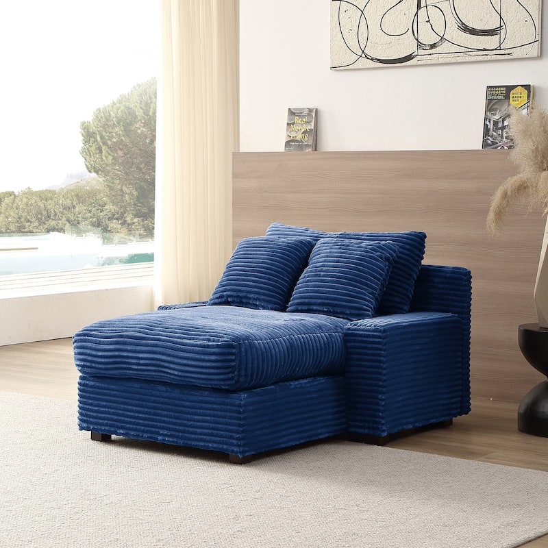 Corduroy Convertible Chair Bed with Removable Back Cushions (350lb)