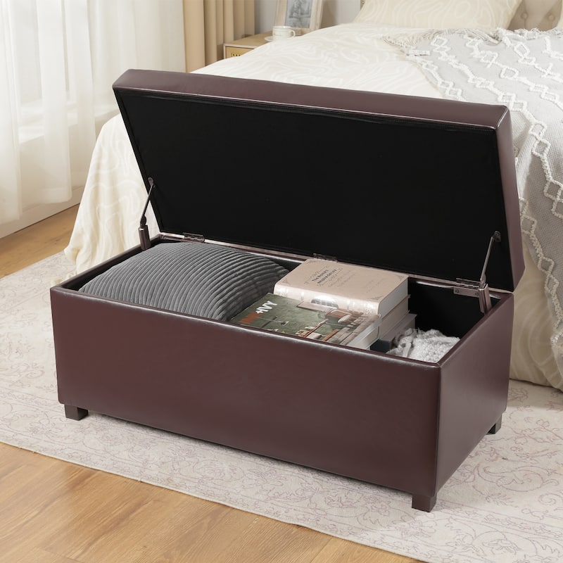 Adeco Rectangle Storage Ottoman Bench for Living Room Bedroom