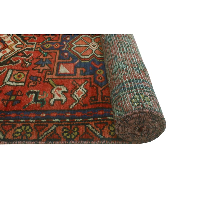 Fine Vintage Distressed Emad Red/Navy Runner - 2'10" x 9'10"