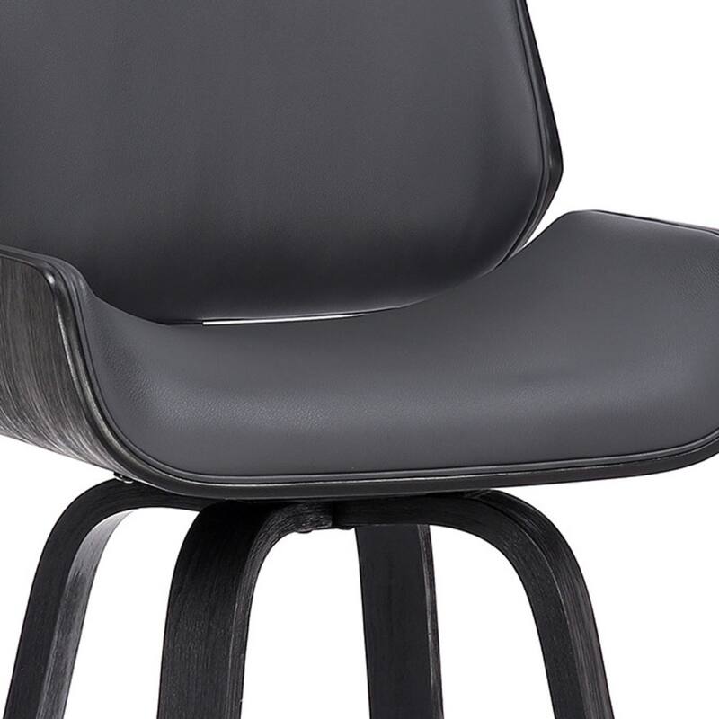 Faux Leather Swivel Counter Stool with Wood Frame and Low Back