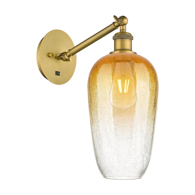 Innovations Lighting 317-1W-15-7 Brookhaven Flute Sconce Brookhaven - Brushed Brass / Amber