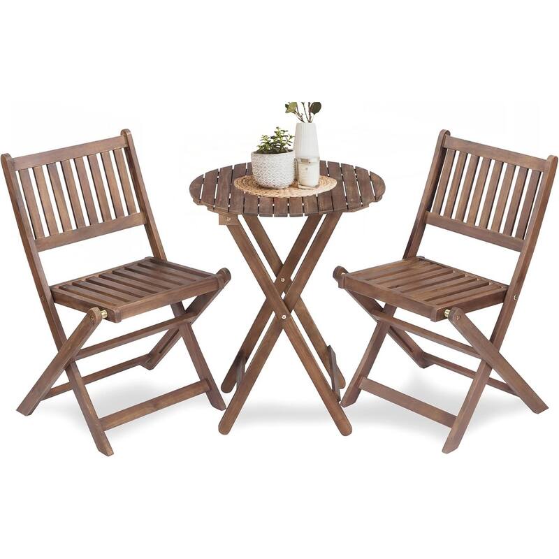 3-Piece Acacia Wood Bistro Set - Brown