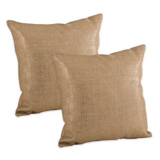Metallic Foil Design Burlap Jute Faux Suede Metallic Pillow Cover