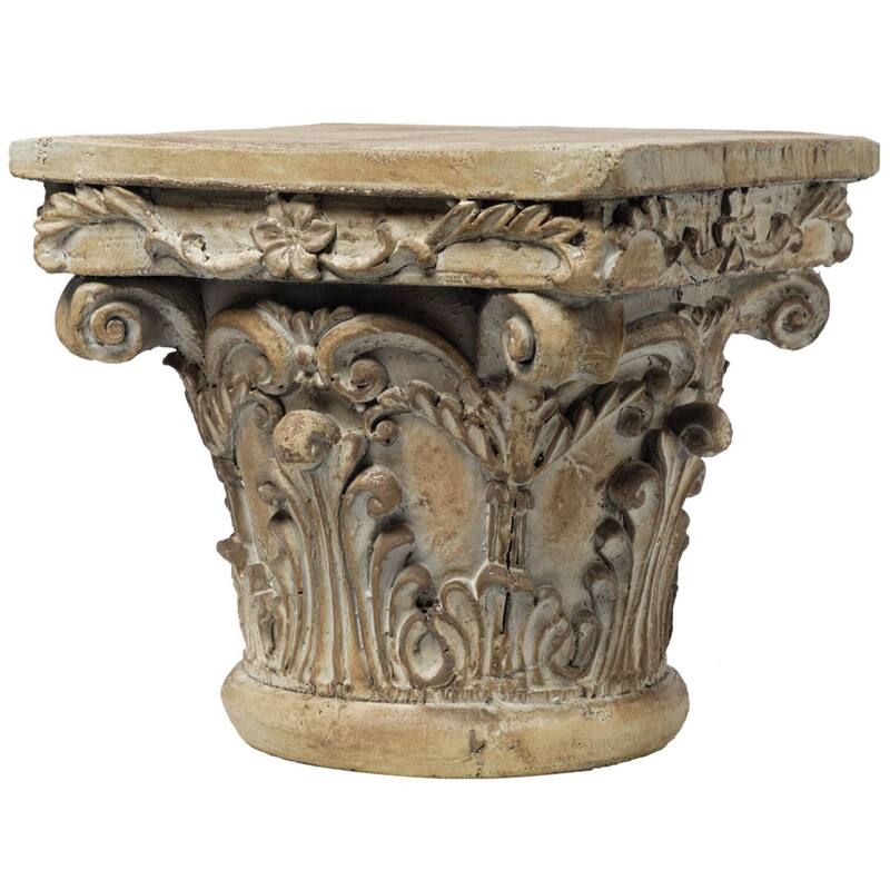 10" Beige and Brown Distressed Finish Pedestal