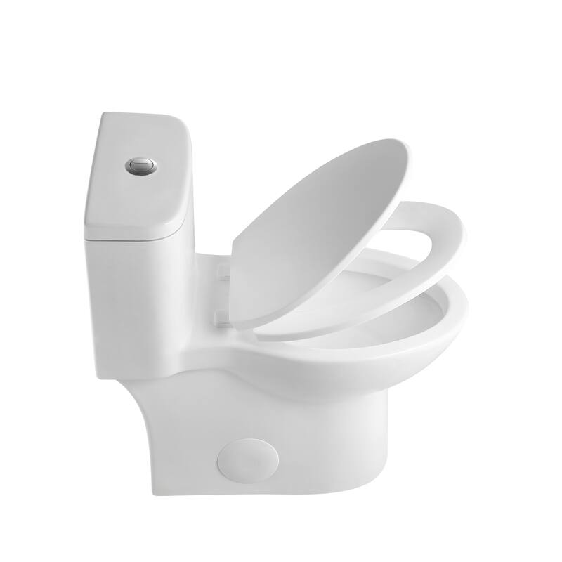 1.1/1.6 GPF Tornado Flush One-Piece Toilet with Comfort Chair Seat ADA Height 17",Rimless Bowl with Soft Closing Seat