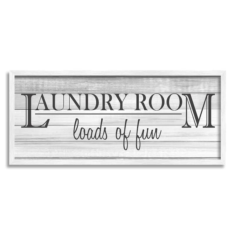 Fun Laundry Room Funny Word Bathroom Black And White Design Framed Wall ...