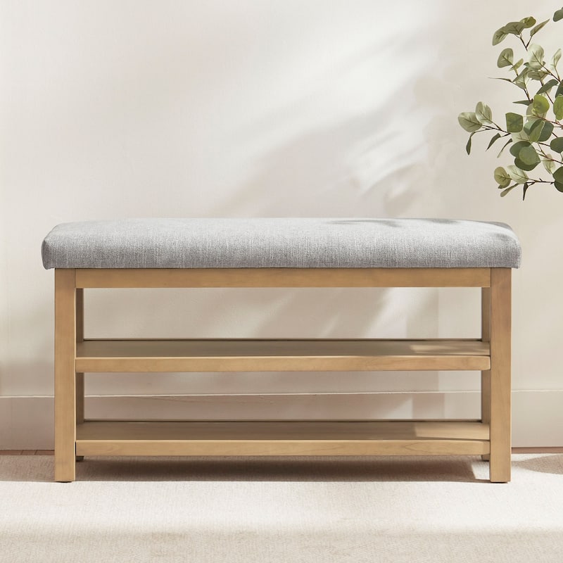 HUIMO Multi-Functional Modern Entryway Double Layer Shoe Bench 39 inch