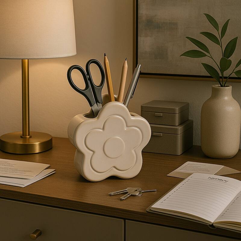 Ceramic Storage Flower Shape Modern Accent - 6"