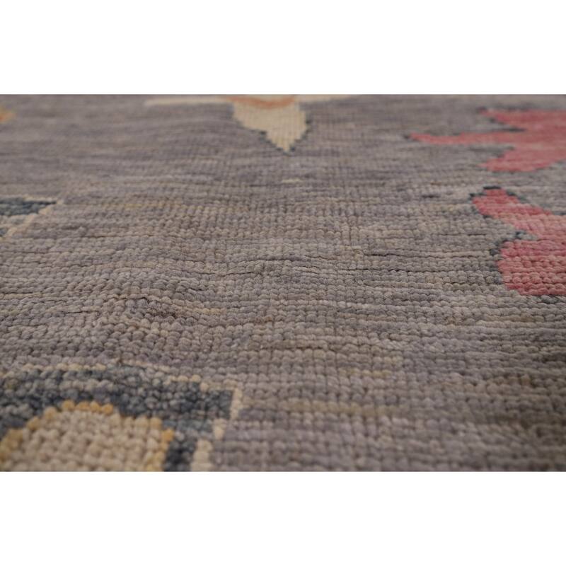 Vegetable Dye Oushak Area Rug Handmade Turkish Wool Carpet - 9'3" x 11'11"