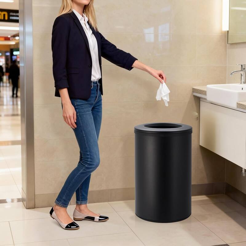 Commercial-Grade 40L Stainless Steel Open-Top Trash Can - 10.6 Gallon with Removable Inner Bucket Green