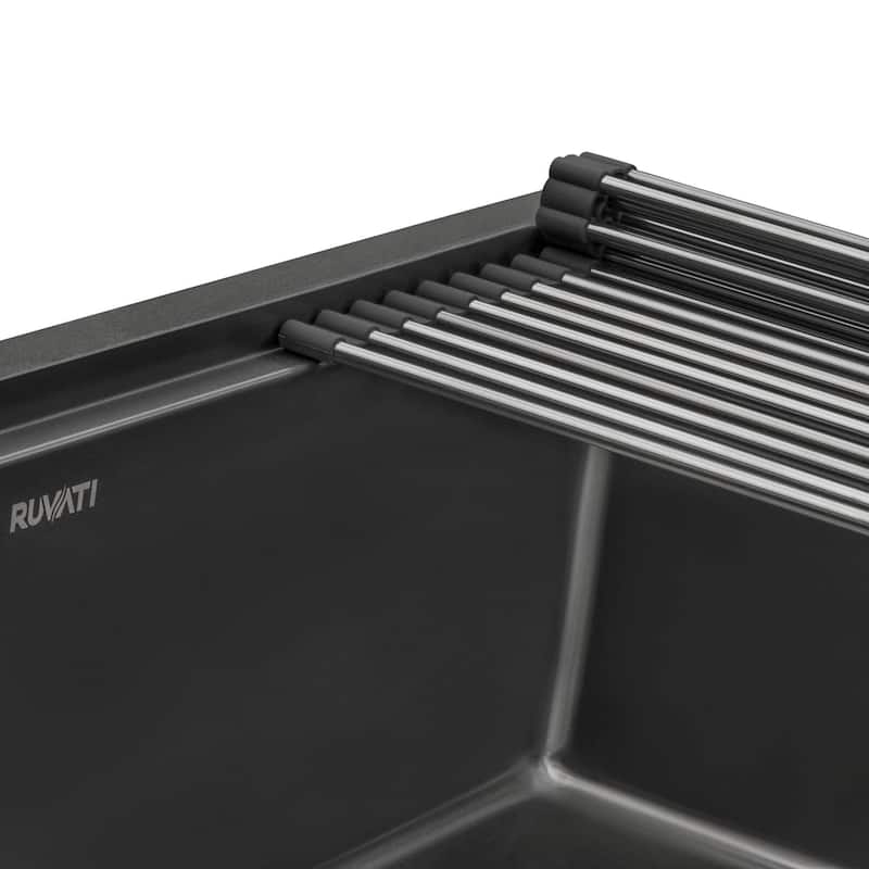 Ruvati 30-inch Gunmetal Black Stainless Steel Workstation Undermount Kitchen Sink - RVH6530BL